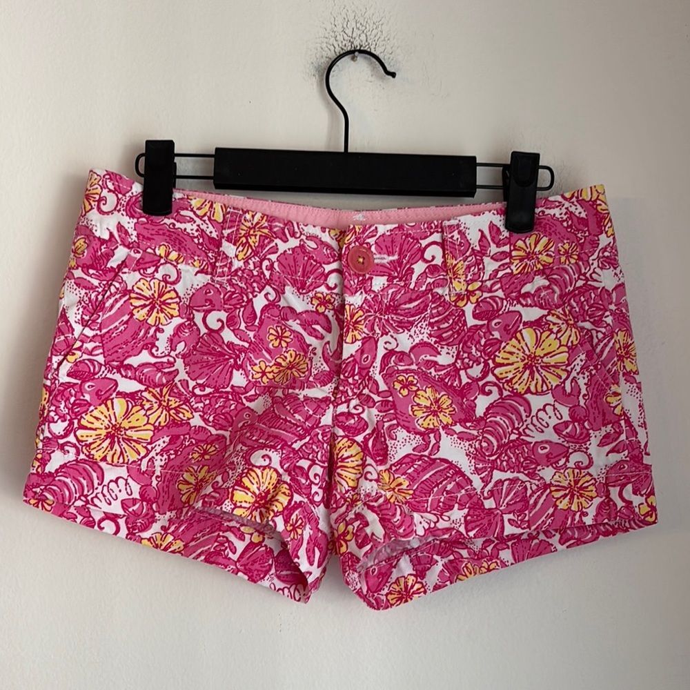 Lilly Pulitzer Women’s Floral tropical Pink fish beach vacation  Shorts size 00